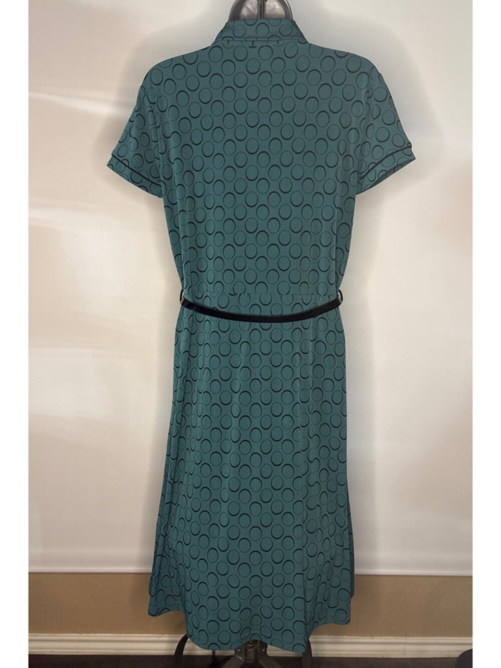 APT. 9 Teal Polka Dot Dress Y2K Women's Size PM Vintage Midi Waist Dress - Picture 10 of 14
